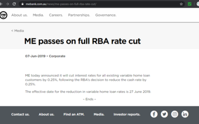 ME Bank passes on full RBA rate cut